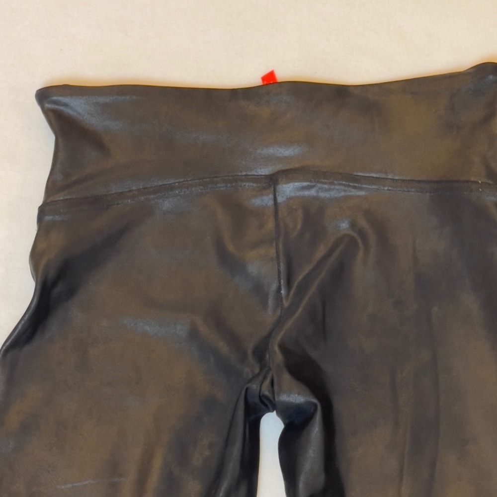Spanx Faux Leather Moto Leggings Black High Waist Shaping Slimming Pants S/P - Picture 8 of 15